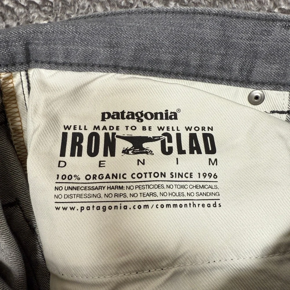 Patagonia Mens Jeans Size 34‎ Gray Organic Cotton Iron Clad Denim Straight Leg